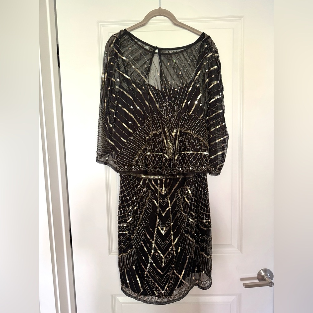 ASOS Curve Black and Silver Sequin Mini Dress Size 18